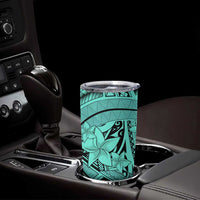 Teal Pacific Flowers Tribal Polynesian Spirit Tumbler Cup