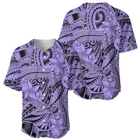 Polynesia Baseball Jersey Tribal Polynesian Spirit With Violet Pacific Flowers LT9 - Polynesian Pride