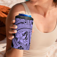 Violet Pacific Flowers Tribal Polynesian Spirit 4 in 1 Can Cooler Tumbler