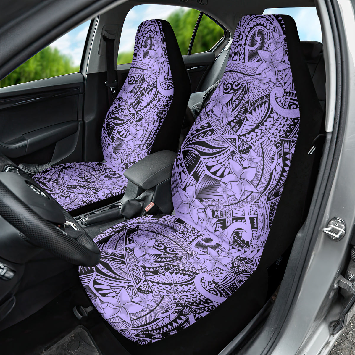 Polynesia Car Seat Cover Tribal Polynesian Spirit With Violet Pacific Flowers LT9 - Polynesian Pride