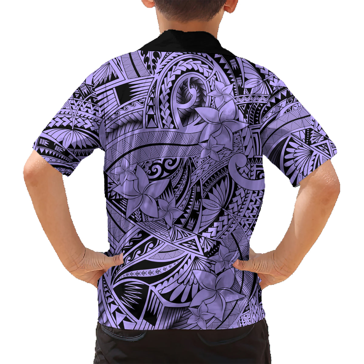 Polynesia Hawaiian Shirt Tribal Polynesian Spirit With Violet Pacific Flowers LT9 - Polynesian Pride