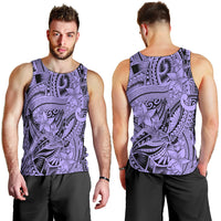 Polynesia Men Tank Top Tribal Polynesian Spirit With Violet Pacific Flowers LT9 - Polynesian Pride