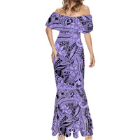 Polynesia Mermaid Dress Tribal Polynesian Spirit With Violet Pacific Flowers LT9 - Polynesian Pride