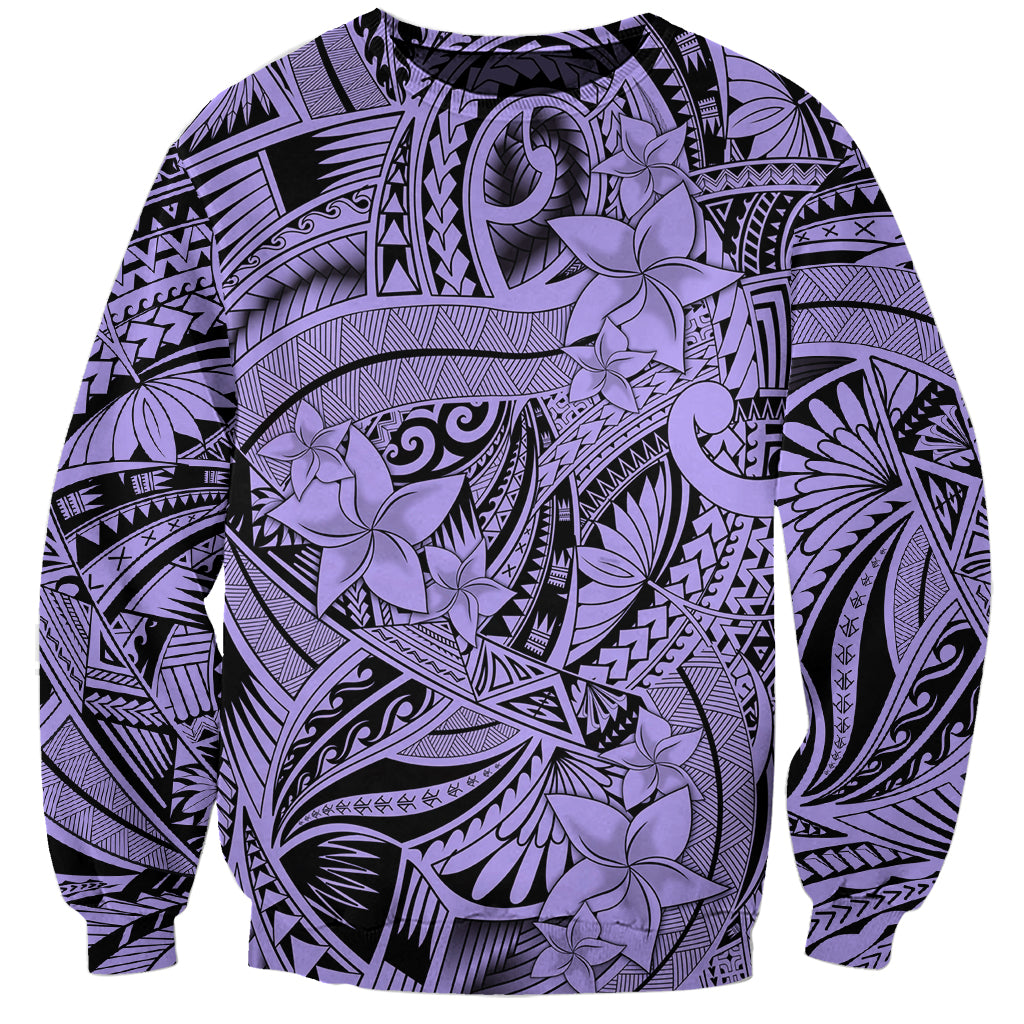 Polynesia Sweatshirt Tribal Polynesian Spirit With Violet Pacific Flowers LT9 Unisex Violet - Polynesian Pride