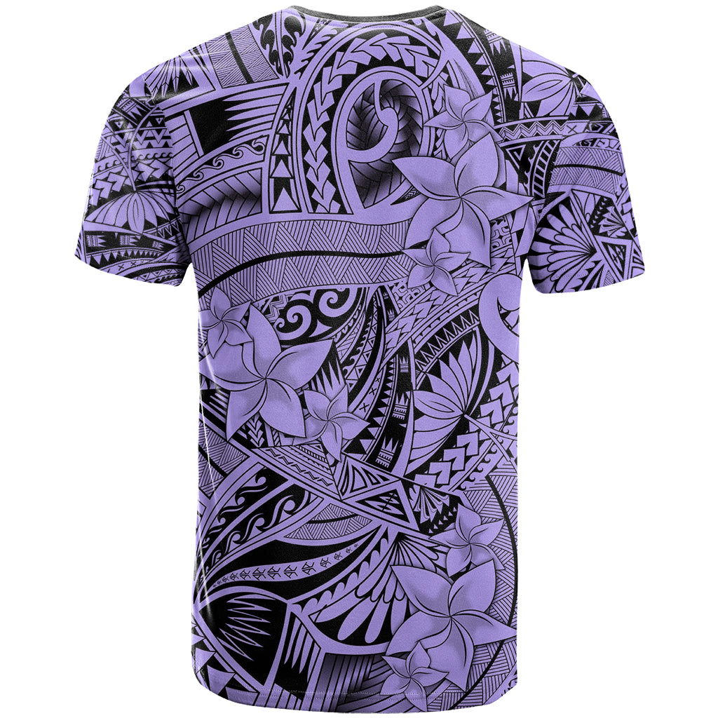 Polynesia T Shirt Tribal Polynesian Spirit With Violet Pacific Flowers LT9 - Polynesian Pride