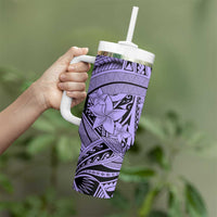 Violet Pacific Flowers Tribal Polynesian Spirit Tumbler With Handle