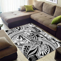 Polynesia Area Rug Tribal Polynesian Spirit With White Pacific Flowers LT9 - Polynesian Pride