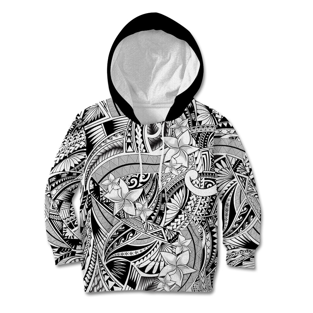Polynesia Kid Hoodie Tribal Polynesian Spirit With White Pacific Flowers LT9 Hoodie White - Polynesian Pride