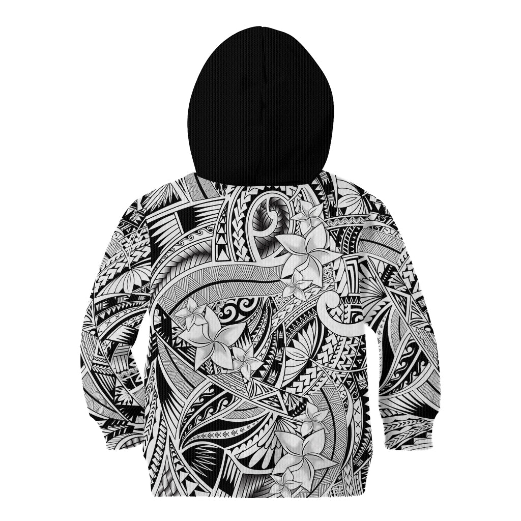 Polynesia Kid Hoodie Tribal Polynesian Spirit With White Pacific Flowers LT9 - Polynesian Pride