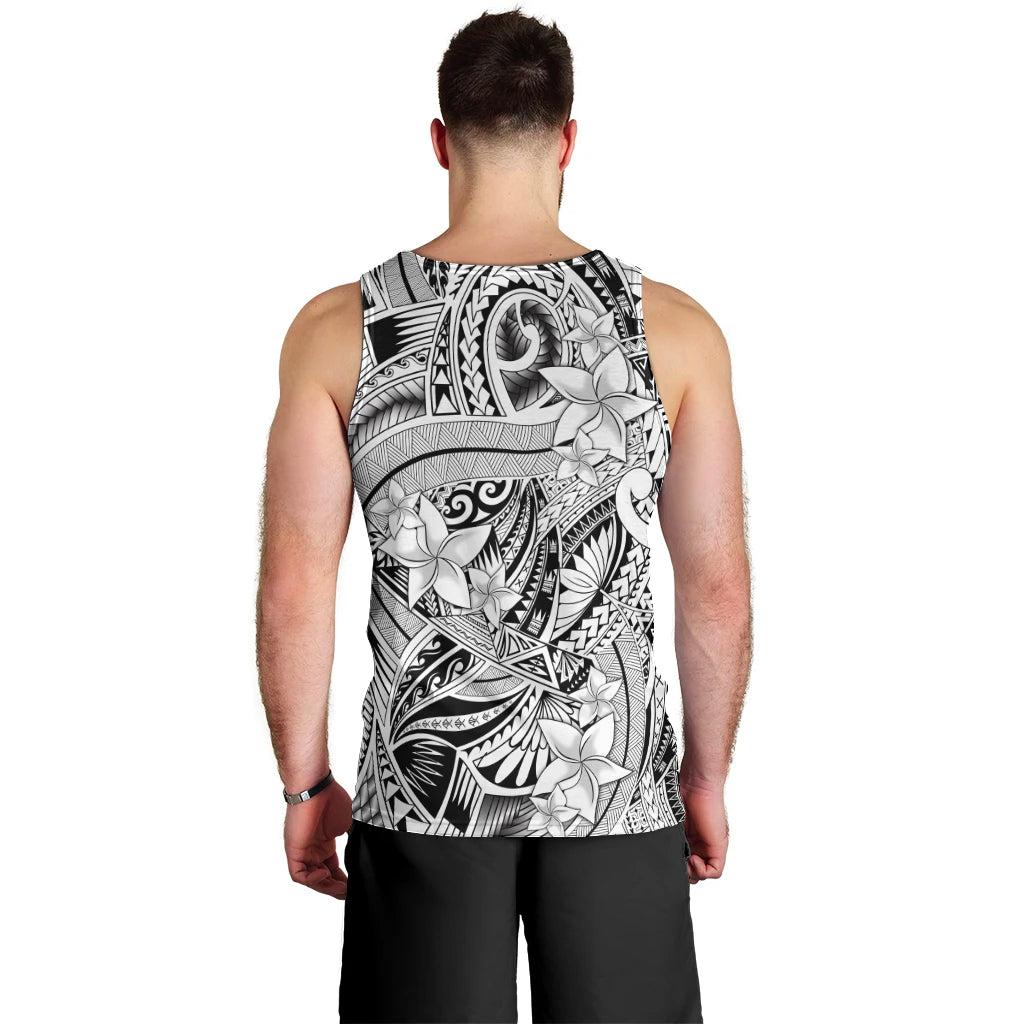 Polynesia Men Tank Top Tribal Polynesian Spirit With White Pacific Flowers LT9 - Polynesian Pride