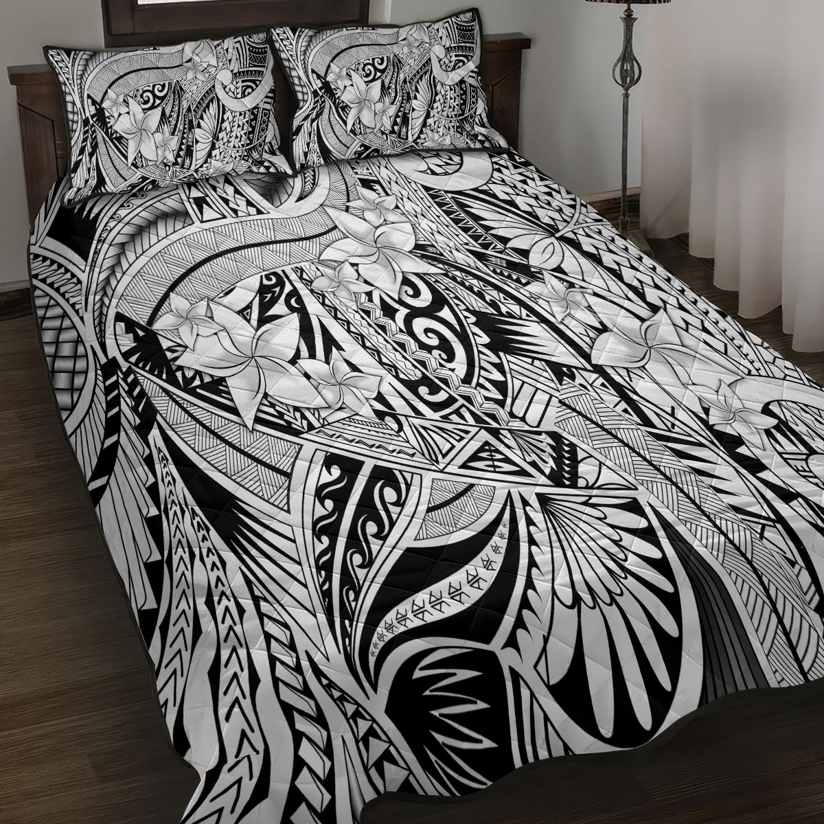 Polynesia Quilt Bed Set Tribal Polynesian Spirit With White Pacific Flowers LT9 - Polynesian Pride