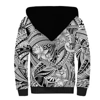 Polynesia Sherpa Hoodie Tribal Polynesian Spirit With White Pacific Flowers LT9 - Polynesian Pride