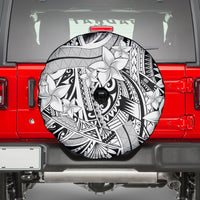 Polynesia Spare Tire Cover Tribal Polynesian Spirit With White Pacific Flowers LT9 - Polynesian Pride