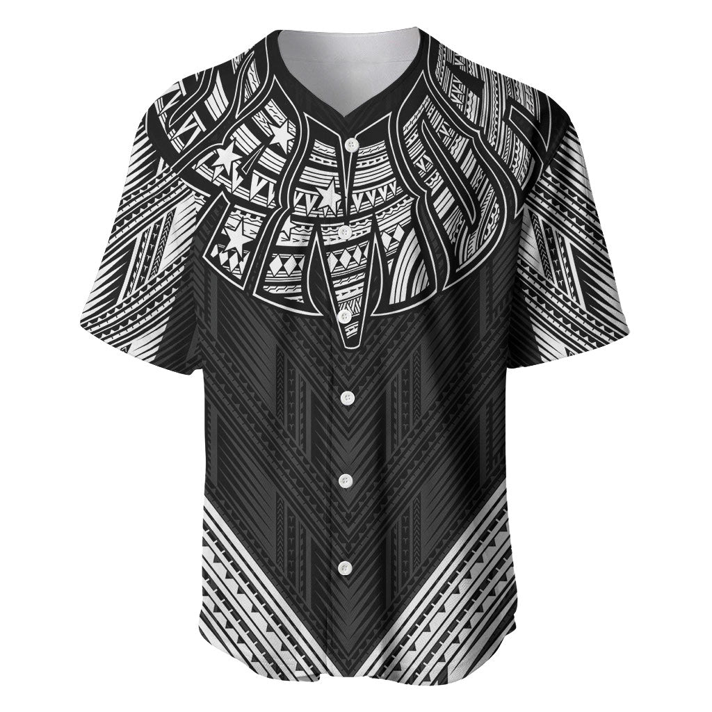 Black Samoa Tribal Chest Tattoo Baseball Jersey LT9 Black - Polynesian Pride