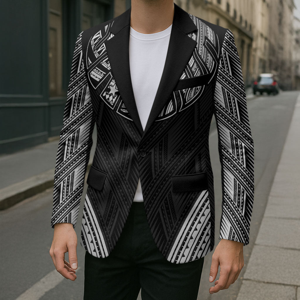 Black Samoa Tribal Chest Tattoo Blazer LT9 - Polynesian Pride