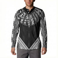 Black Samoa Tribal Chest Tattoo Button Sweatshirt LT9 - Polynesian Pride