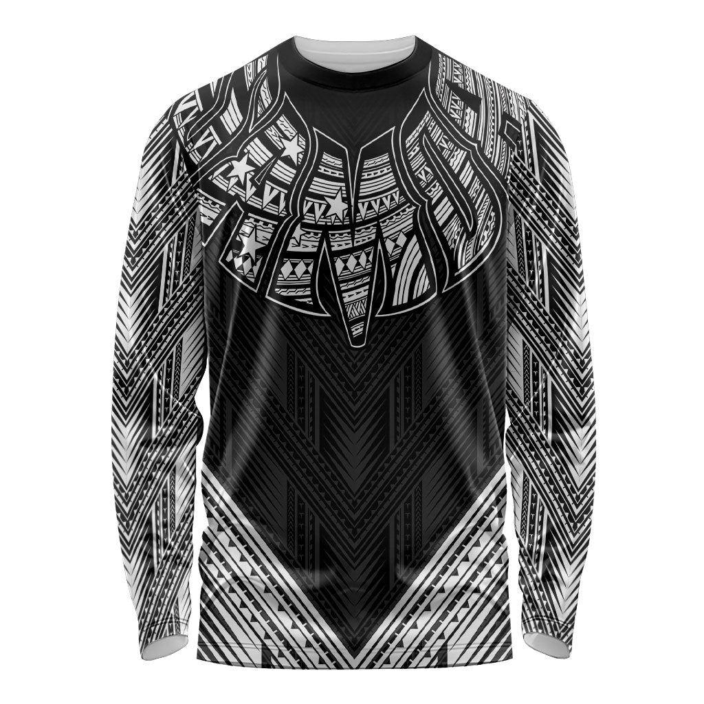Black Samoa Tribal Chest Tattoo Long Sleeve Shirt LT9 Unisex Black - Polynesian Pride