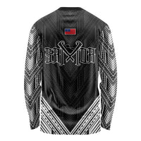 Black Samoa Tribal Chest Tattoo Long Sleeve Shirt LT9 - Polynesian Pride