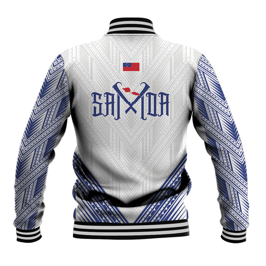 White Samoa Tribal Chest Tattoo Baseball Jacket LT9 - Polynesian Pride