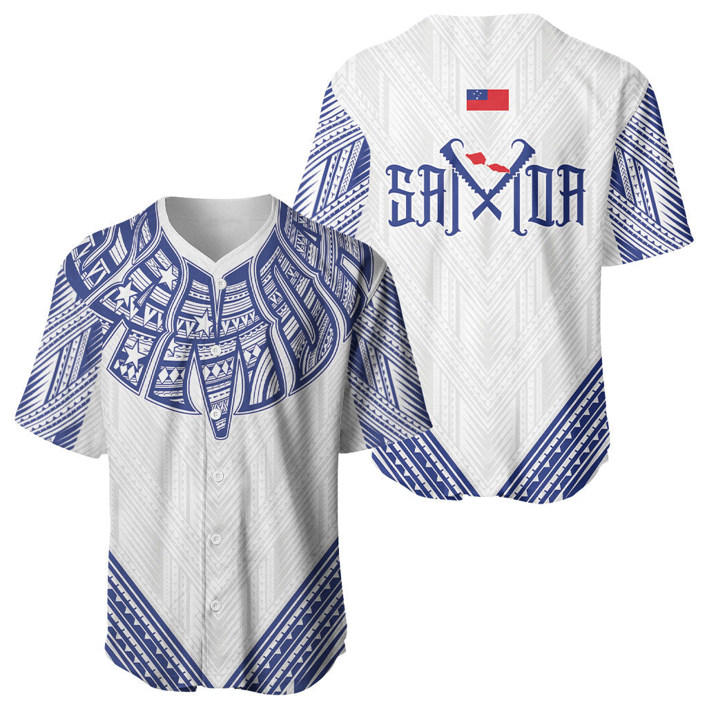 White Samoa Tribal Chest Tattoo Baseball Jersey LT9 - Polynesian Pride