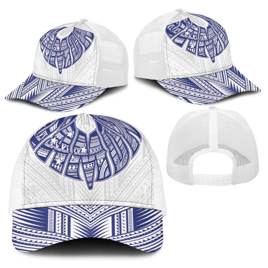 White Samoa Tribal Chest Tattoo Baseball Net Cap LT9 - Polynesian Pride