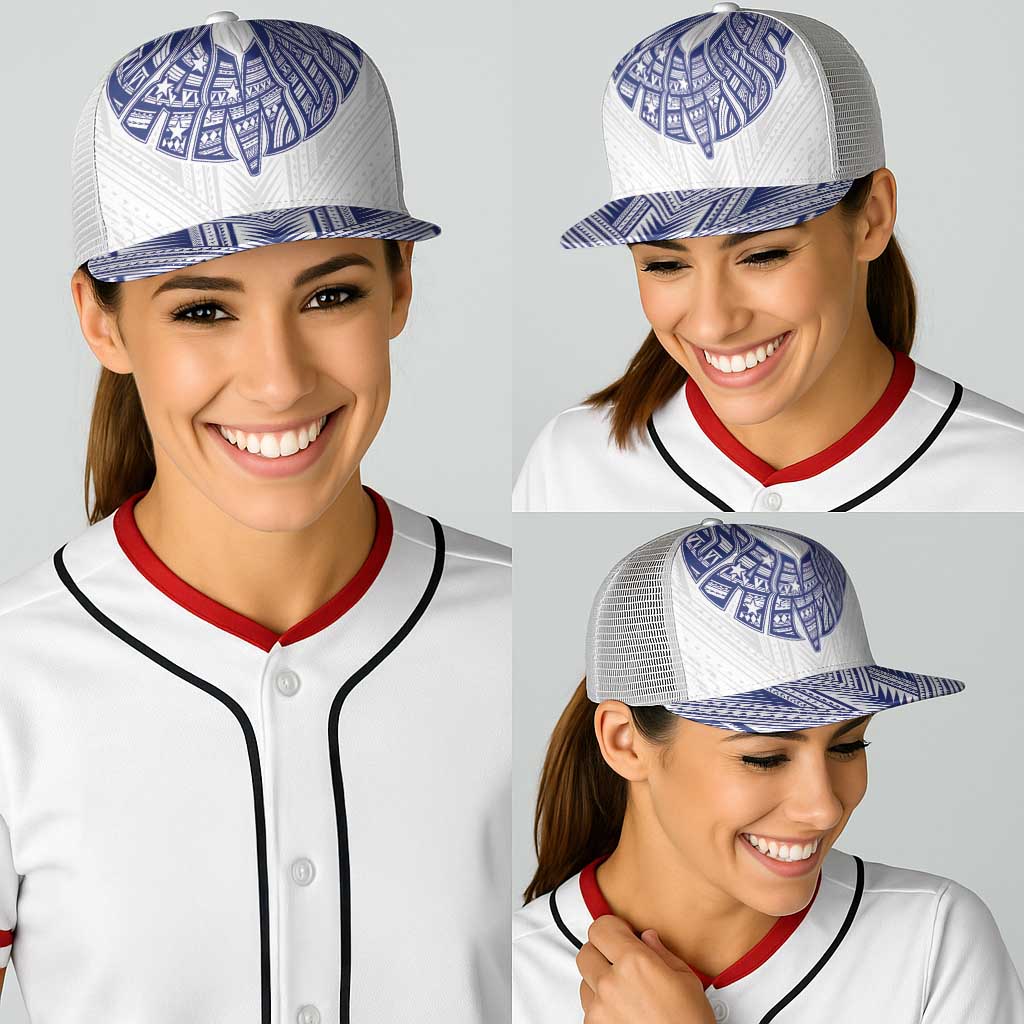 White Samoa Tribal Chest Tattoo Baseball Net Cap LT9 - Polynesian Pride