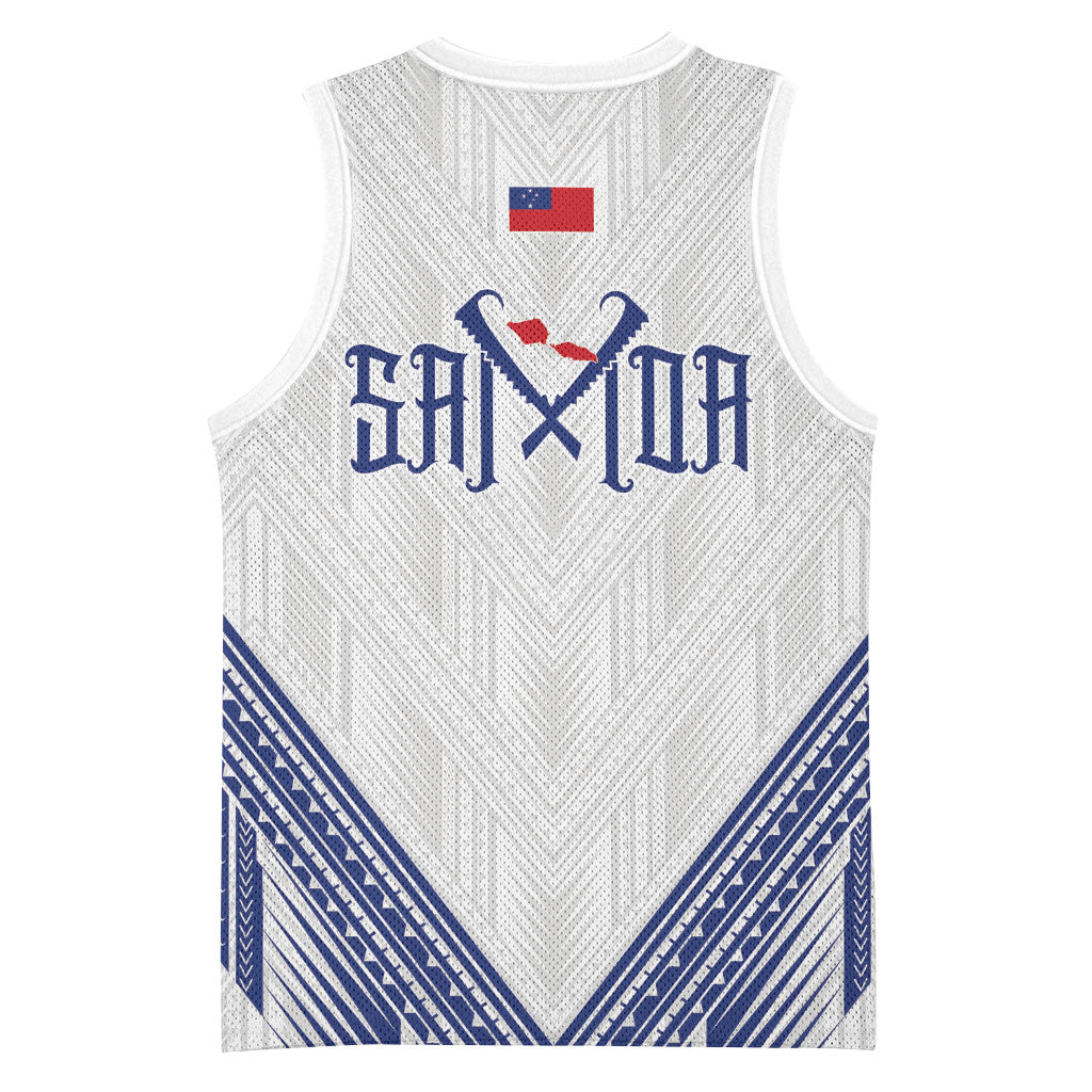 White Samoa Tribal Chest Tattoo Basketball Jersey LT9 - Polynesian Pride