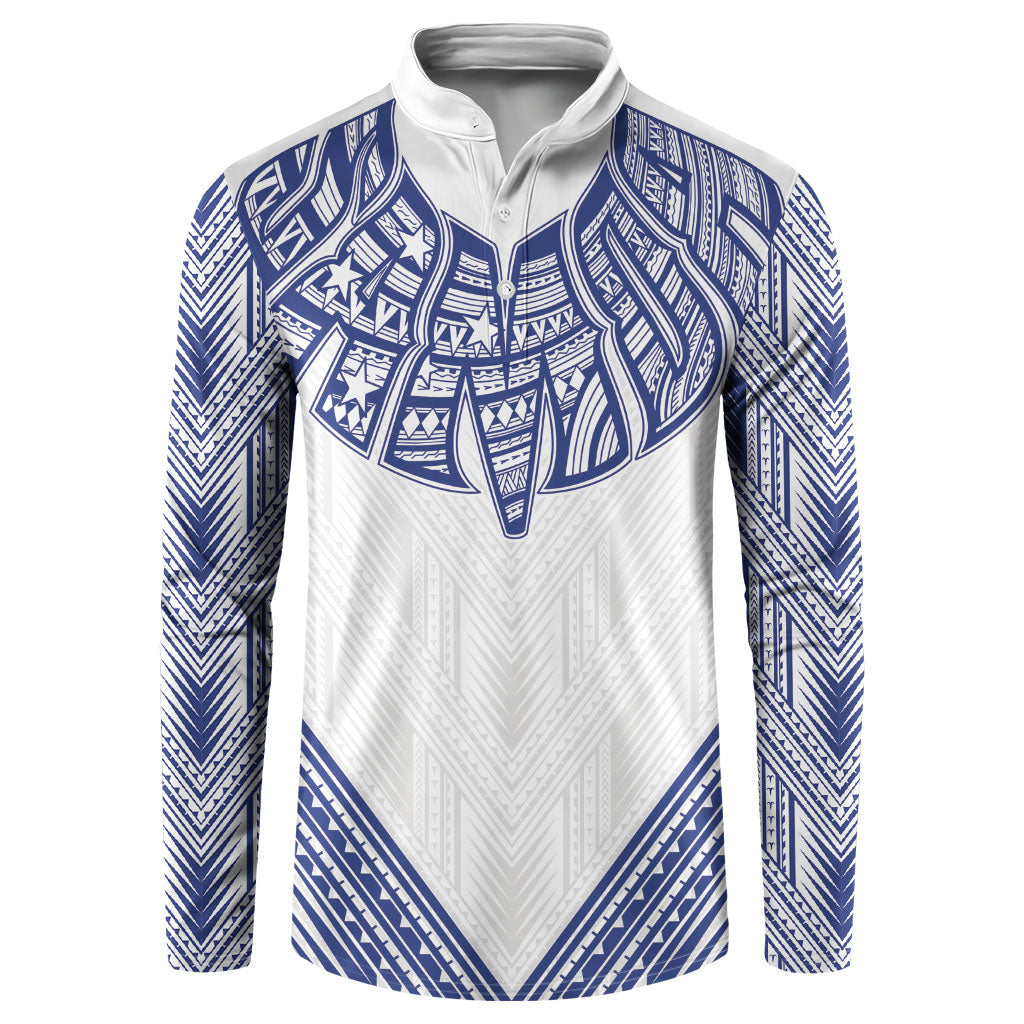 White Samoa Tribal Chest Tattoo Button Sweatshirt LT9 White - Polynesian Pride