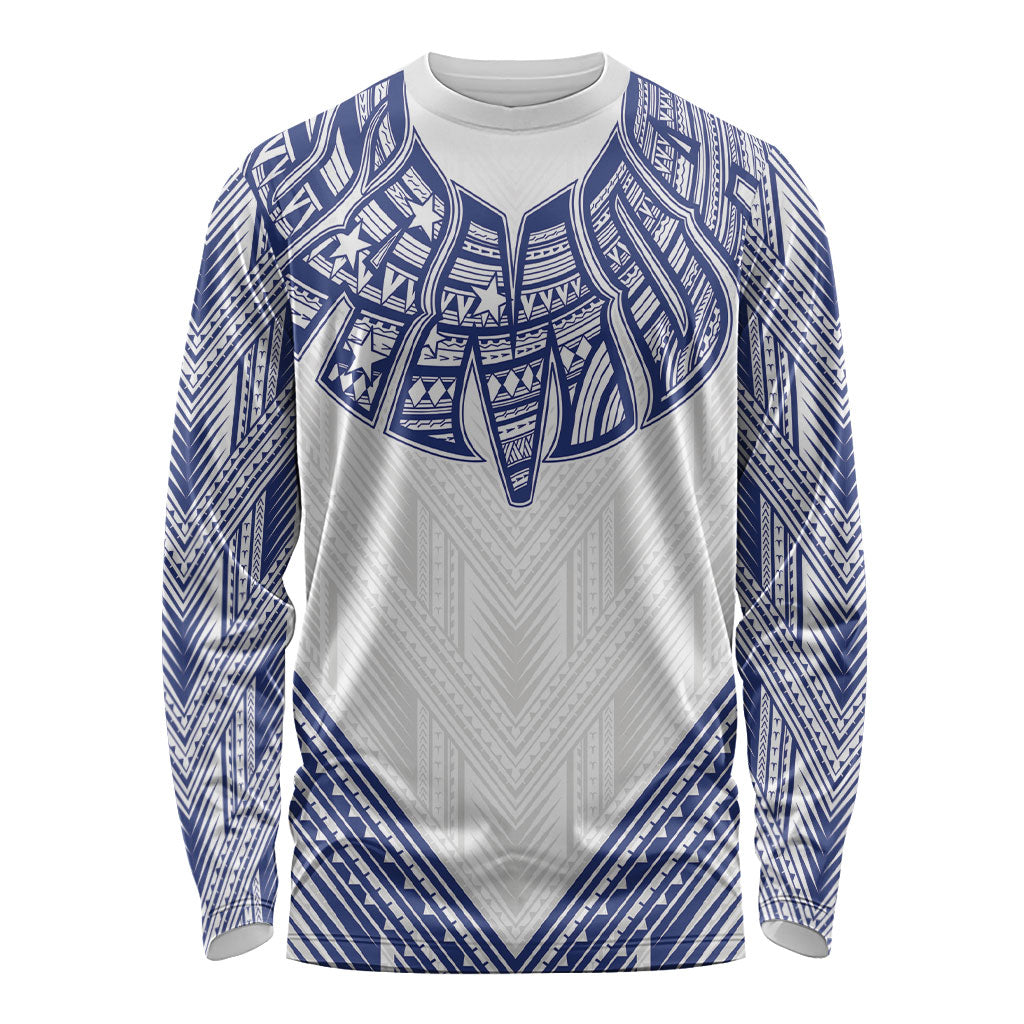 White Samoa Tribal Chest Tattoo Long Sleeve Shirt LT9 Unisex White - Polynesian Pride