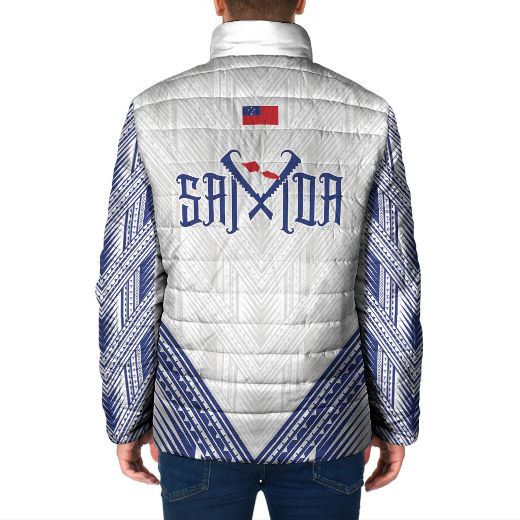 White Samoa Tribal Chest Tattoo Padded Jacket LT9 - Polynesian Pride