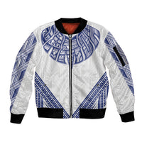 White Samoa Tribal Chest Tattoo Sleeve Zip Bomber Jacket LT9 Unisex White - Polynesian Pride