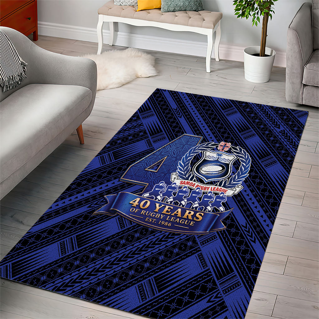 Toa Samoa 40th Anniversary Area Rug Royal Blue Tribal LT9 - Polynesian Pride