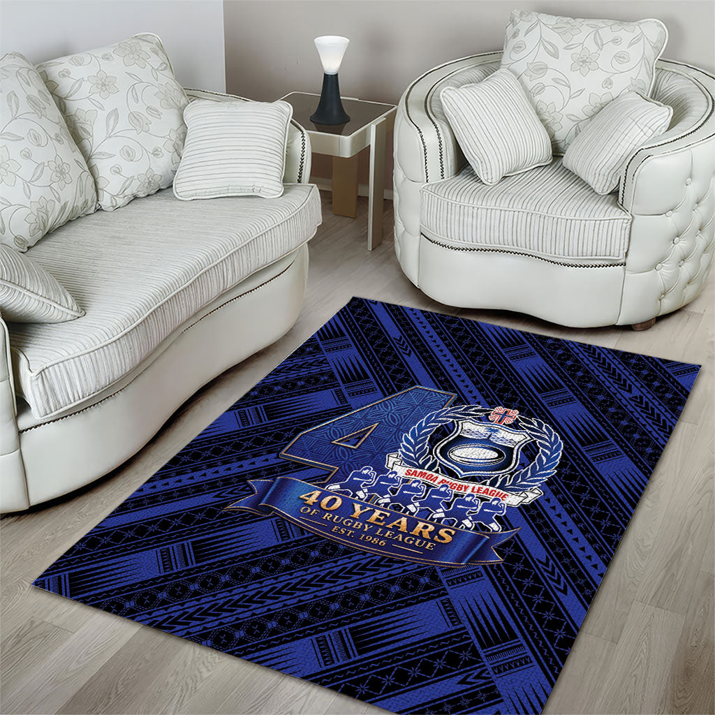 Toa Samoa 40th Anniversary Area Rug Royal Blue Tribal LT9 - Polynesian Pride