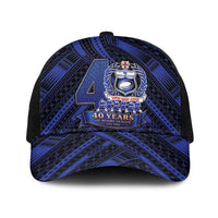 Toa Samoa 40th Anniversary Baseball Net Cap Royal Blue Tribal LT9 One Size Black Blue - Polynesian Pride