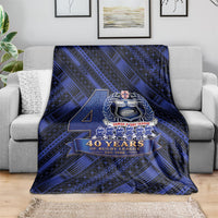 Toa Samoa 40th Anniversary Blanket Royal Blue Tribal LT9 - Polynesian Pride