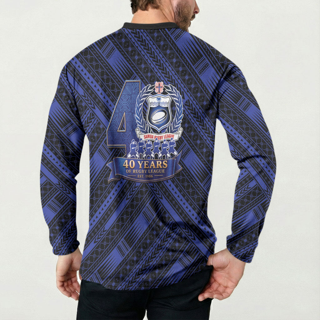 Toa Samoa 40th Anniversary Button Sweatshirt Royal Blue Tribal LT9 - Polynesian Pride