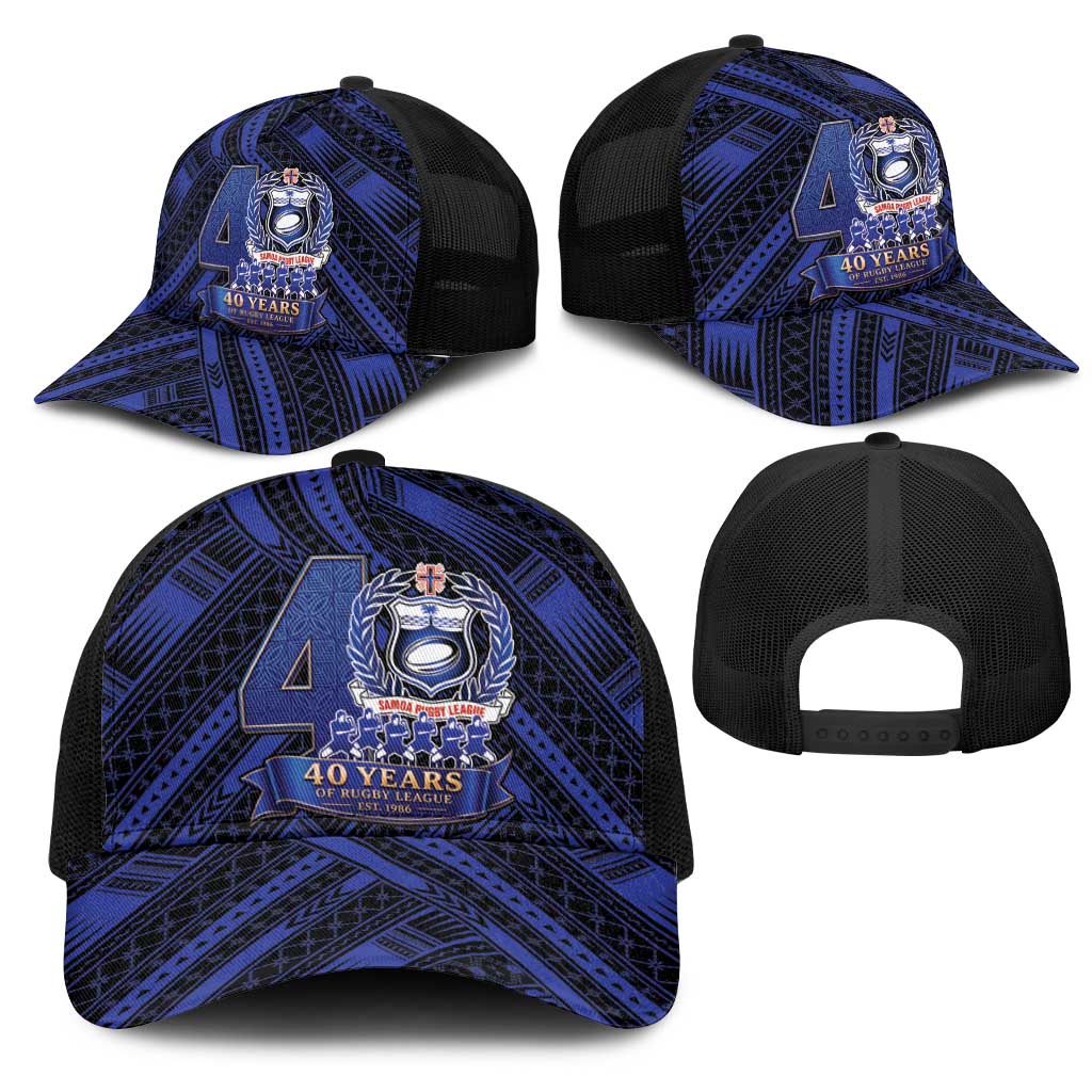 Toa Samoa 40th Anniversary Mesh Trucker Cap Royal Blue Tribal LT9 - Polynesian Pride