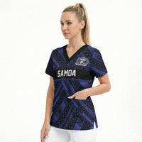 Toa Samoa 40th Anniversary Scrub Top Royal Blue Tribal LT9 - Polynesian Pride
