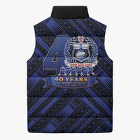 Toa Samoa 40th Anniversary Sleeveless Puffer Jacket Royal Blue Tribal LT9 - Polynesian Pride