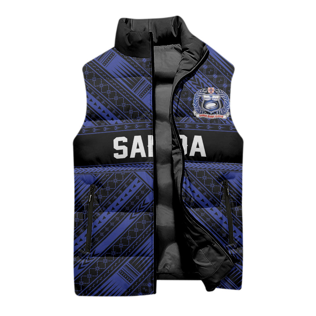 Toa Samoa 40th Anniversary Sleeveless Puffer Jacket Royal Blue Tribal LT9 - Polynesian Pride