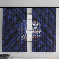 Toa Samoa 40th Anniversary Window Curtain Royal Blue Tribal LT9 With Hooks Blue - Polynesian Pride