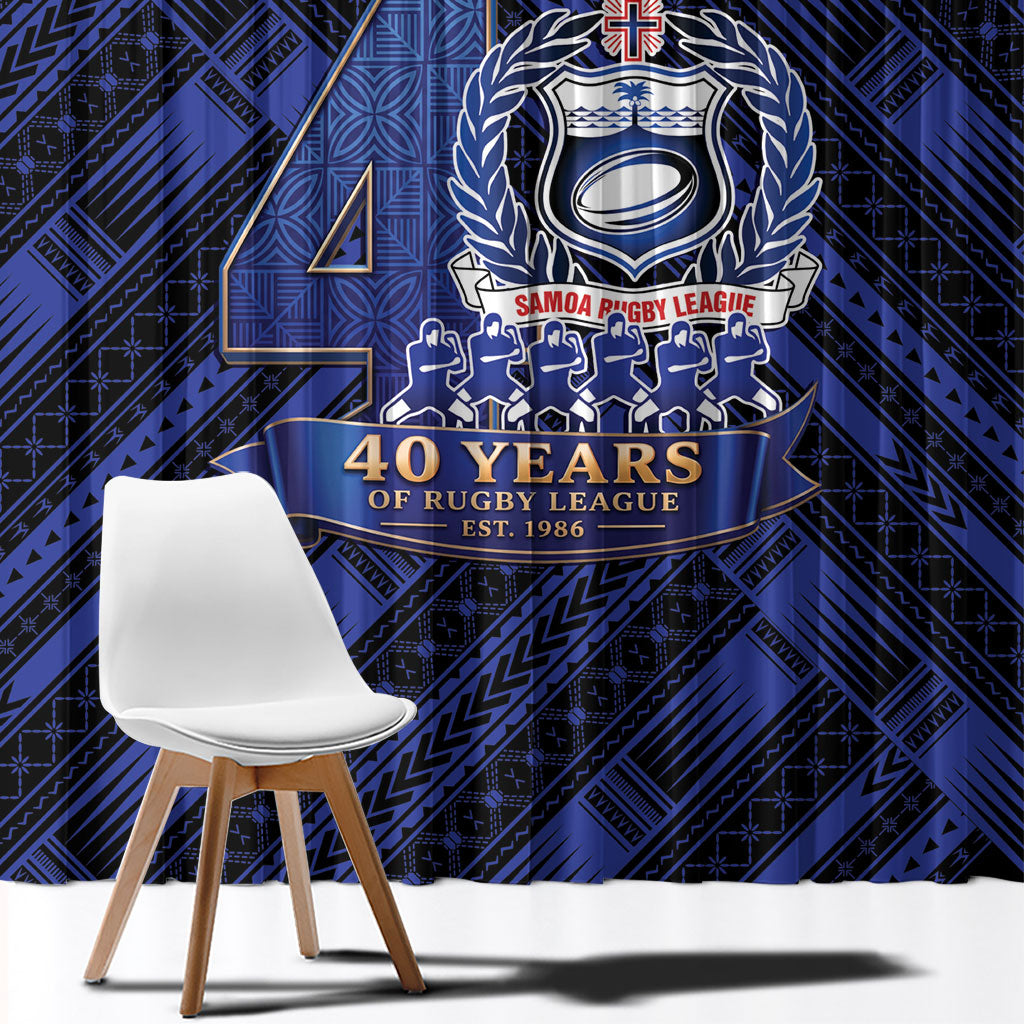 Toa Samoa 40th Anniversary Window Curtain Royal Blue Tribal LT9 - Polynesian Pride