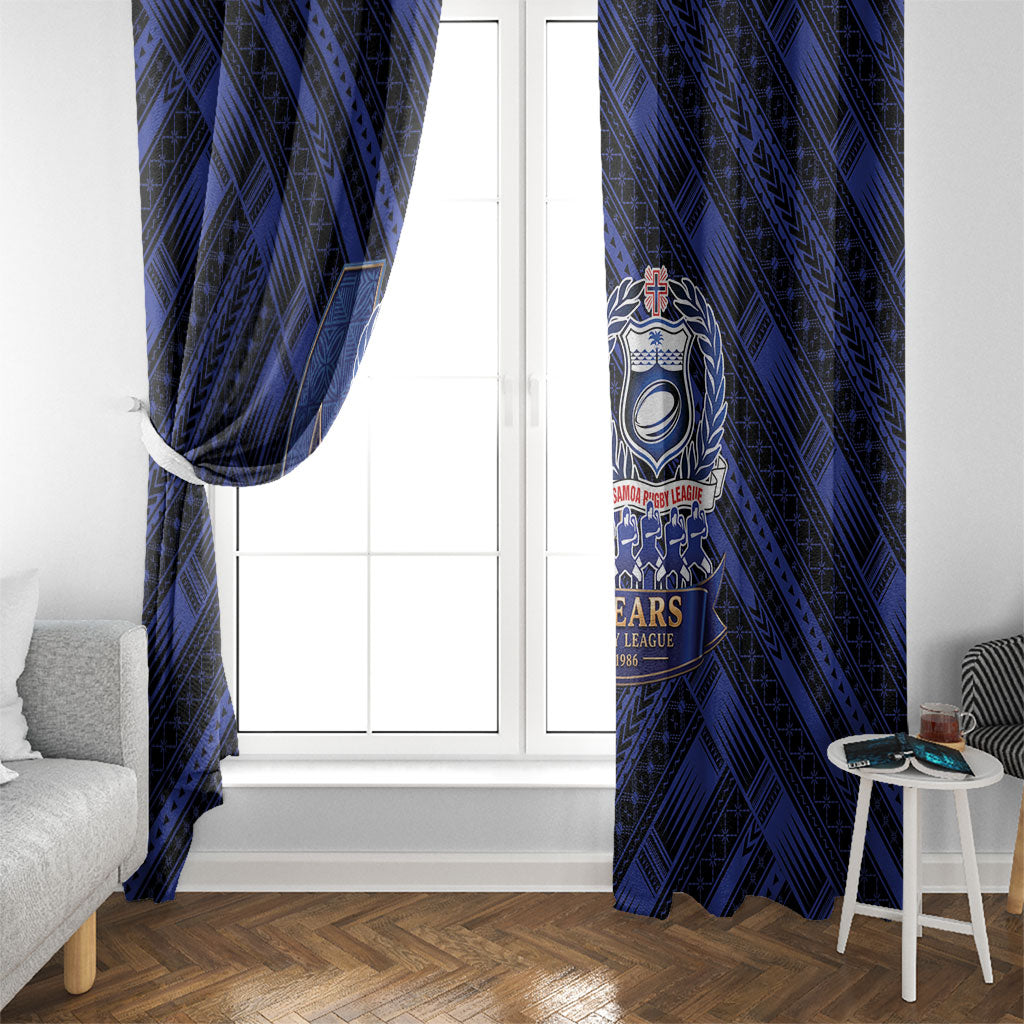 Toa Samoa 40th Anniversary Window Curtain Royal Blue Tribal LT9 - Polynesian Pride