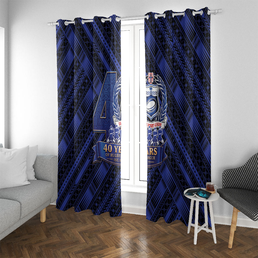 Toa Samoa 40th Anniversary Window Curtain Royal Blue Tribal LT9 With Grommets Blue - Polynesian Pride