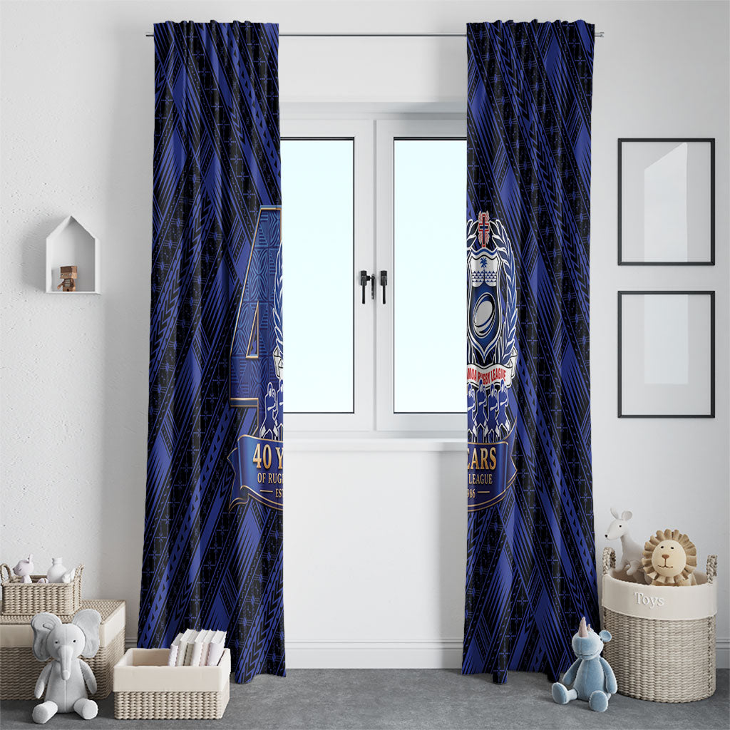 Toa Samoa 40th Anniversary Window Curtain Royal Blue Tribal LT9 - Polynesian Pride