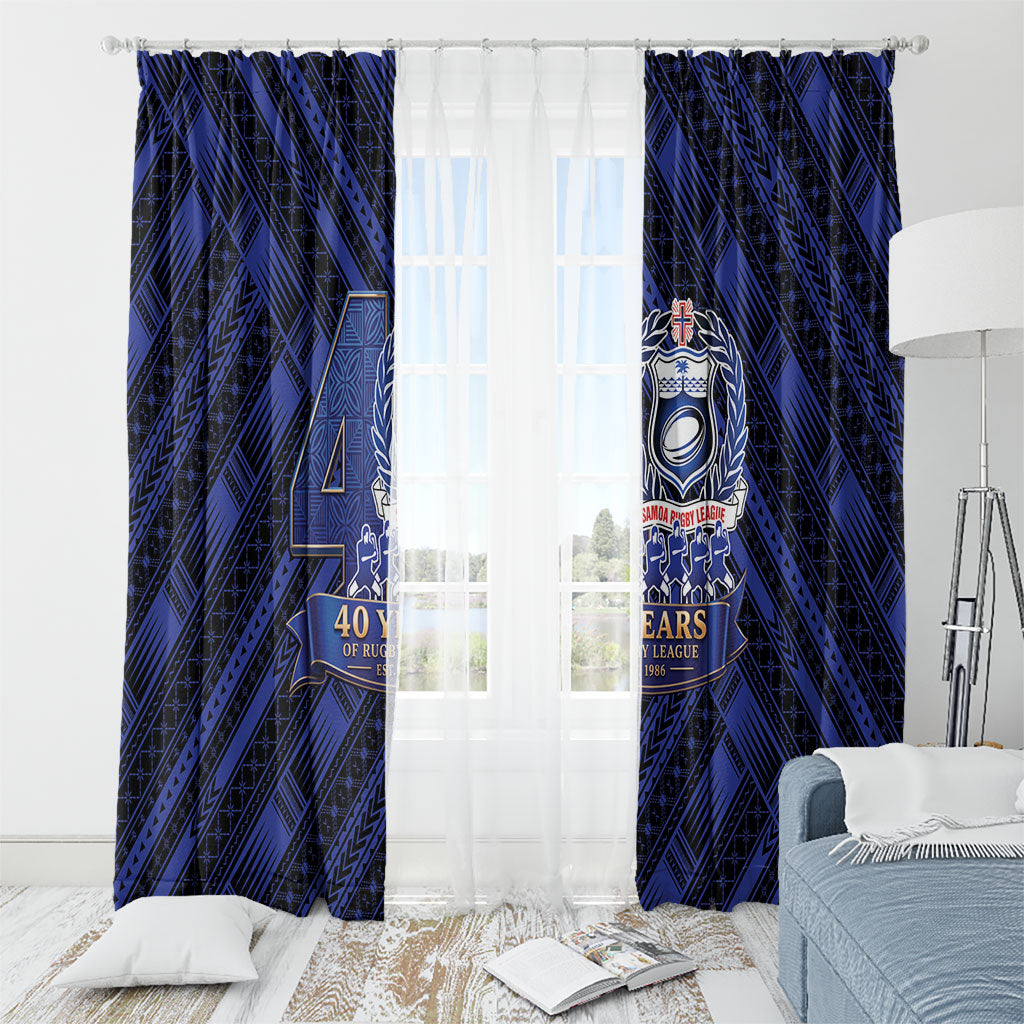 Toa Samoa 40th Anniversary Window Curtain Royal Blue Tribal LT9 - Polynesian Pride