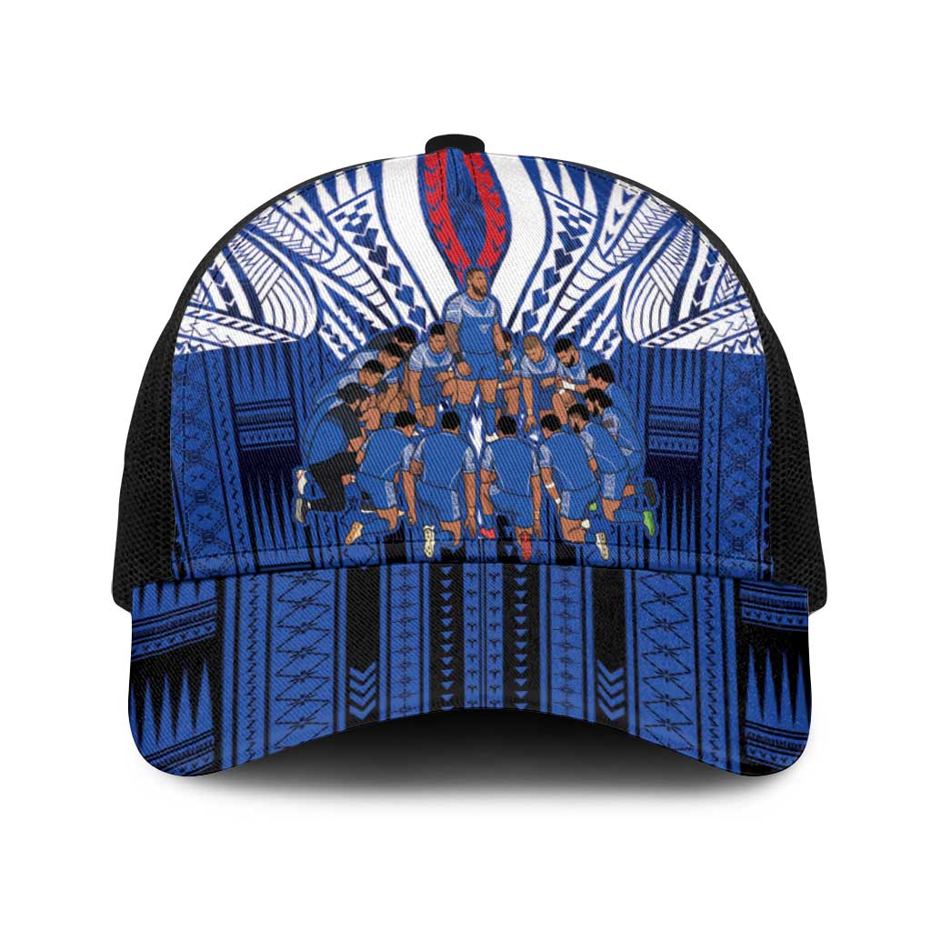 Toa Samoa Siva Tau Baseball Net Cap Royal Blue Chevron Geometric Heritage LT9 One Size Black Blue - Polynesian Pride