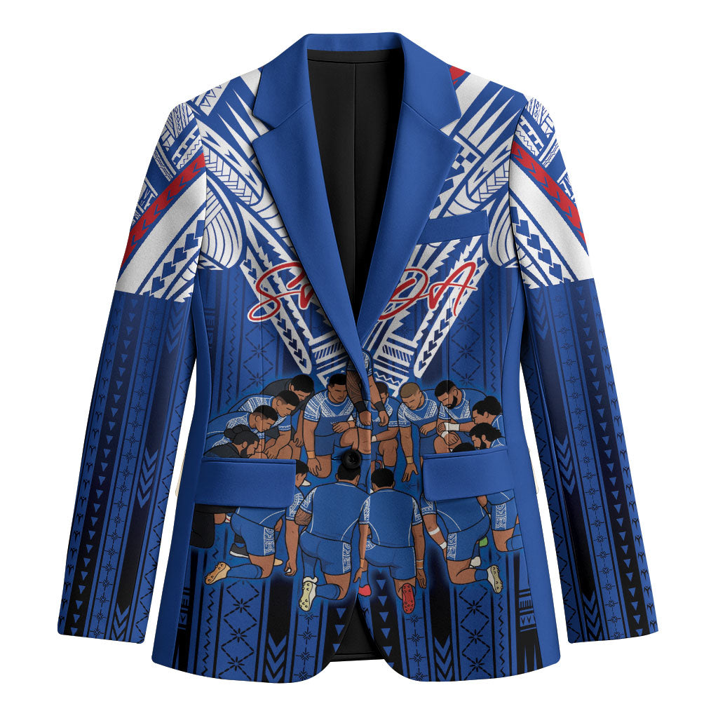 Toa Samoa Siva Tau Blazer Royal Blue Chevron Geometric Heritage LT9 Unisex Blue - Polynesian Pride