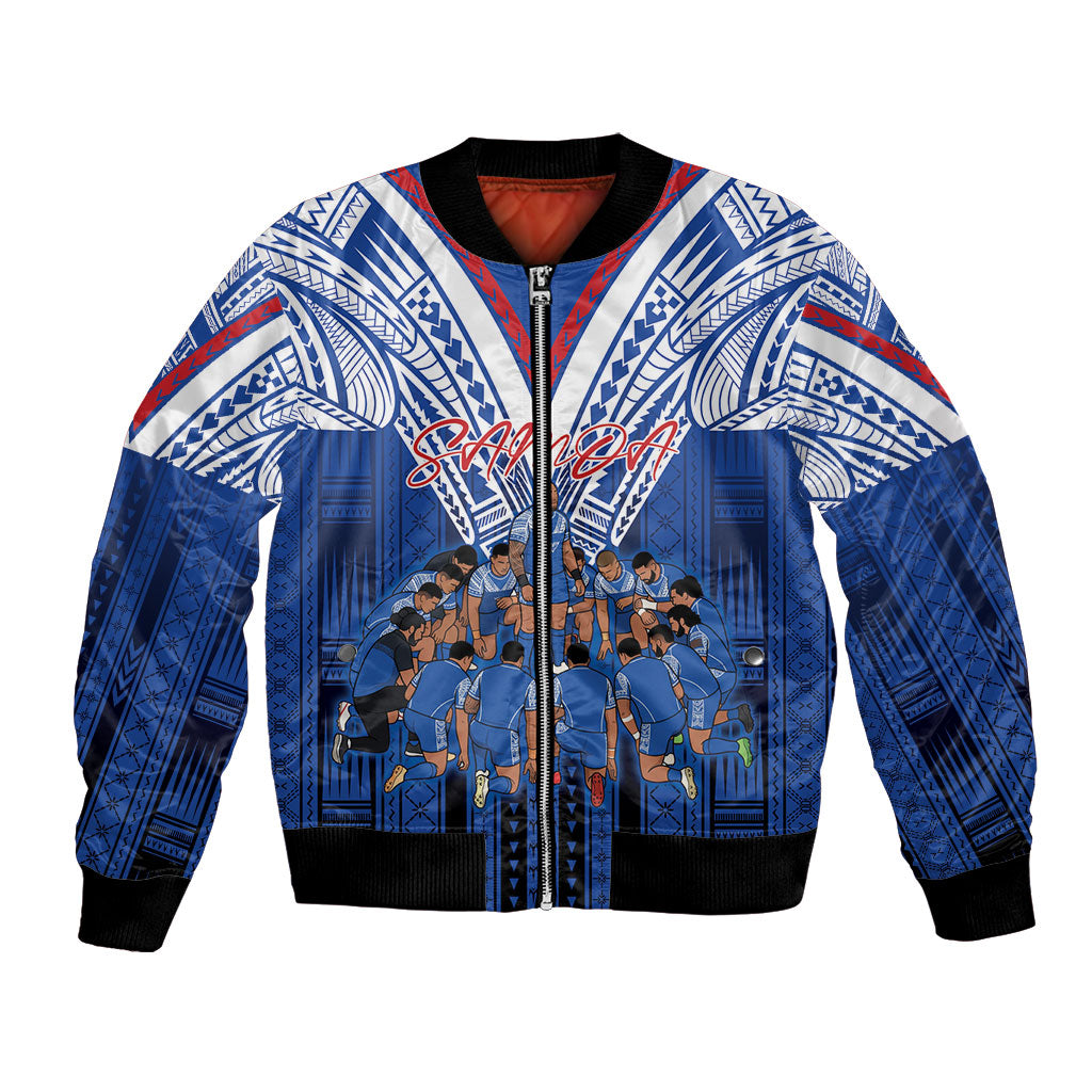 Toa Samoa Siva Tau Bomber Jacket Royal Blue Chevron Geometric Heritage LT9 Unisex Blue - Polynesian Pride