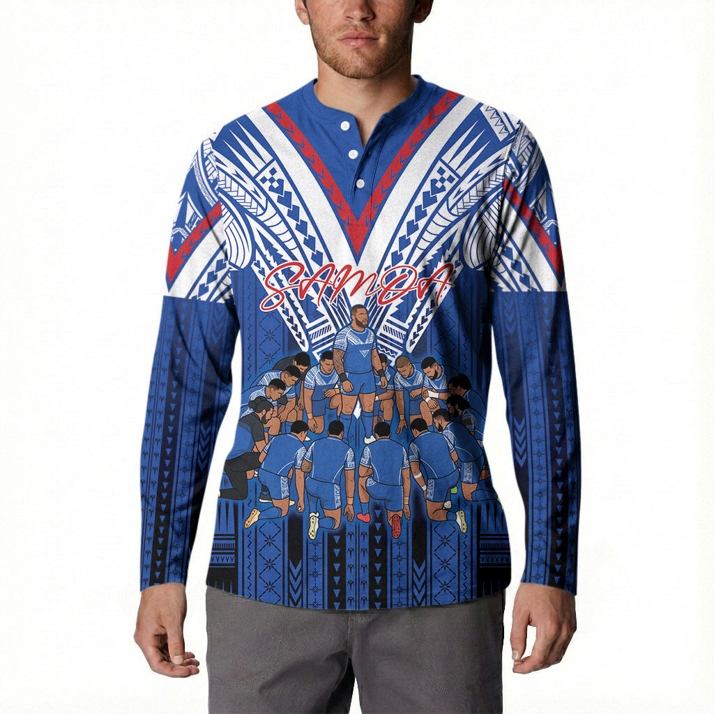 Toa Samoa Siva Tau Button Sweatshirt Royal Blue Chevron Geometric Heritage LT9 - Polynesian Pride